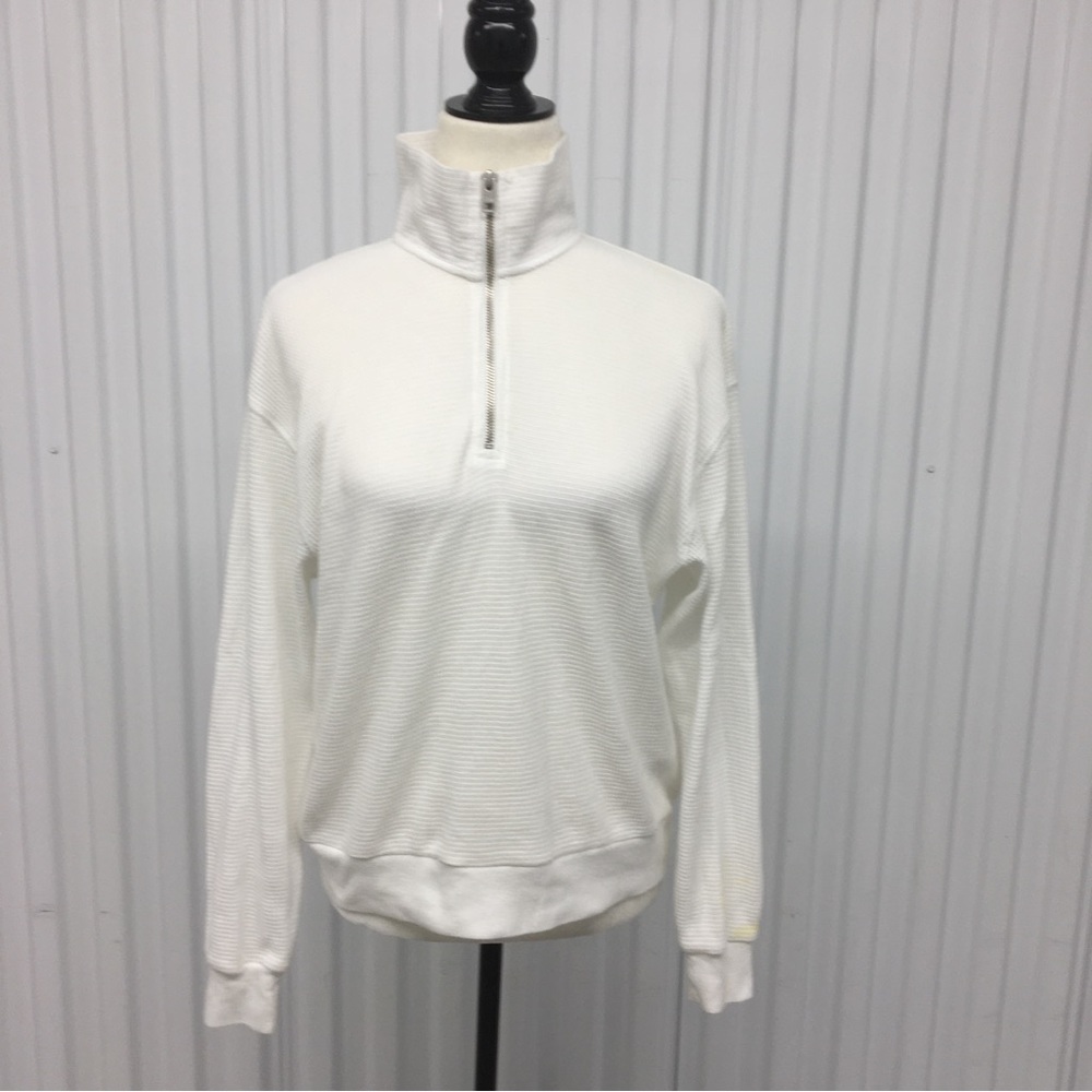 Buy One Get One Free TNA White Waffle Knit Long Sleeve 1/4 Zip Sweater Size: XS